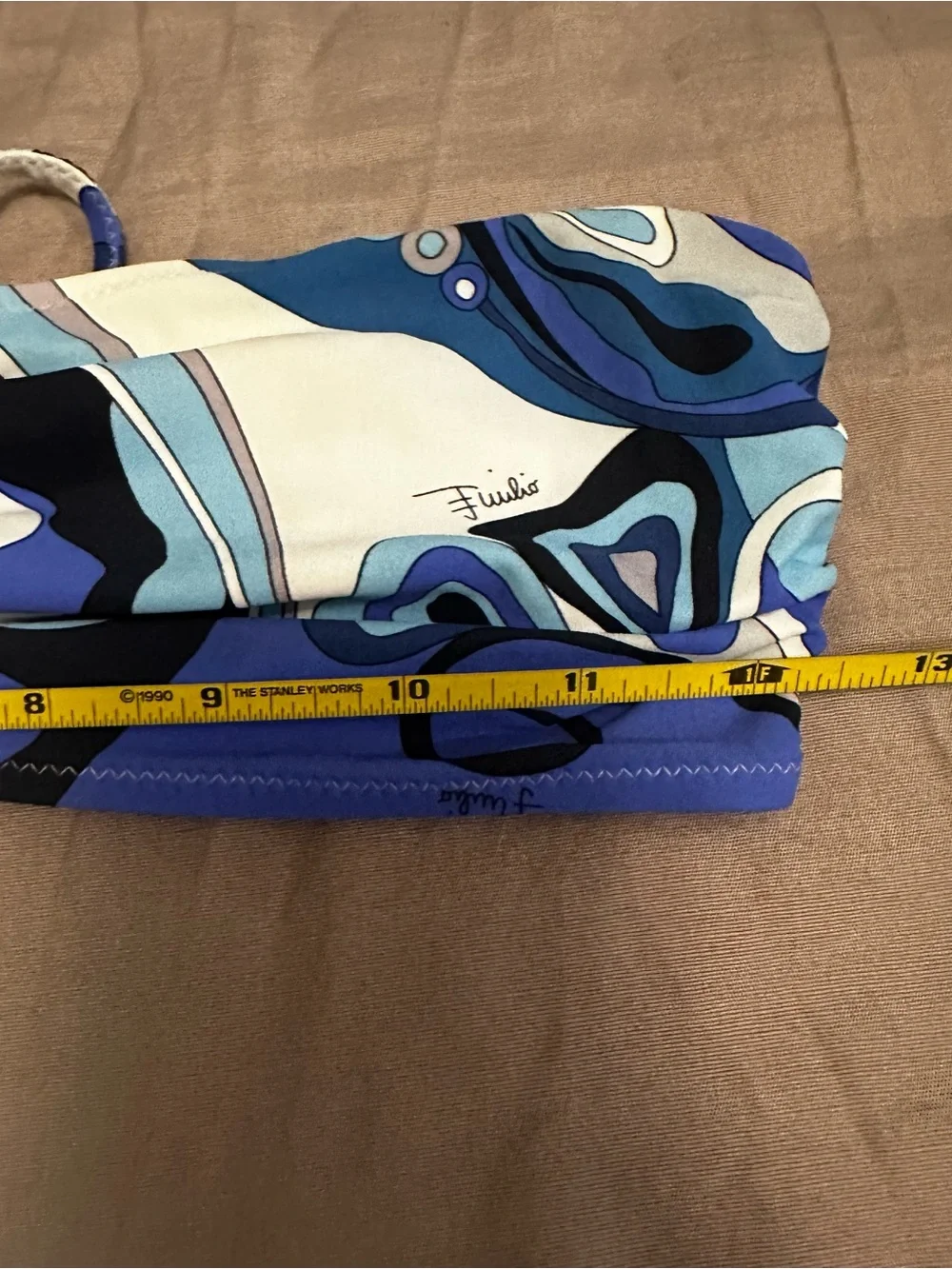Emilio Pucci Printed String Bikini 2pc Swimsuit Sz 46 Blue White Beachy Fashion